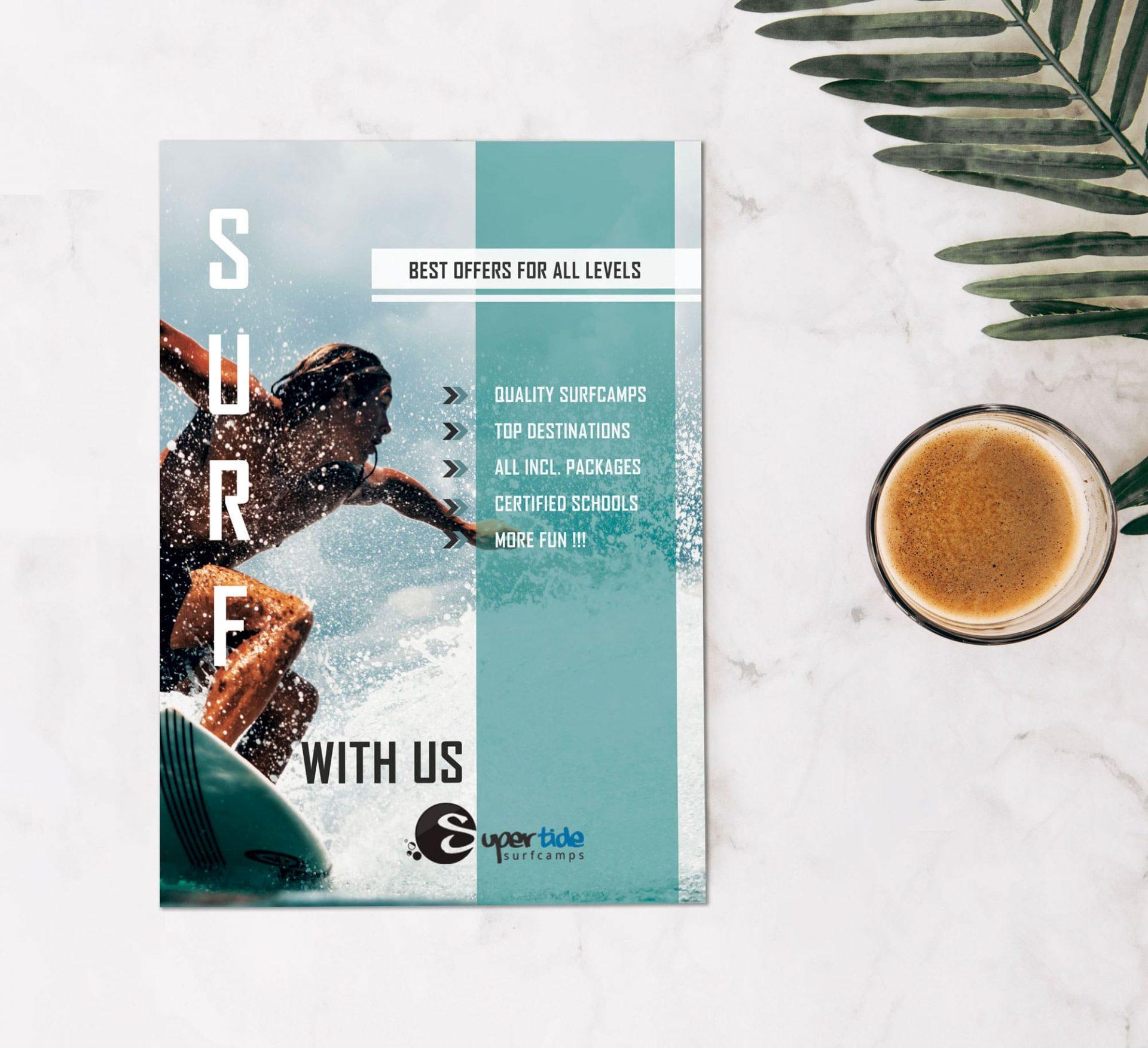 Flyer & Folder für die Reiseagentur Supertide Surfcamps