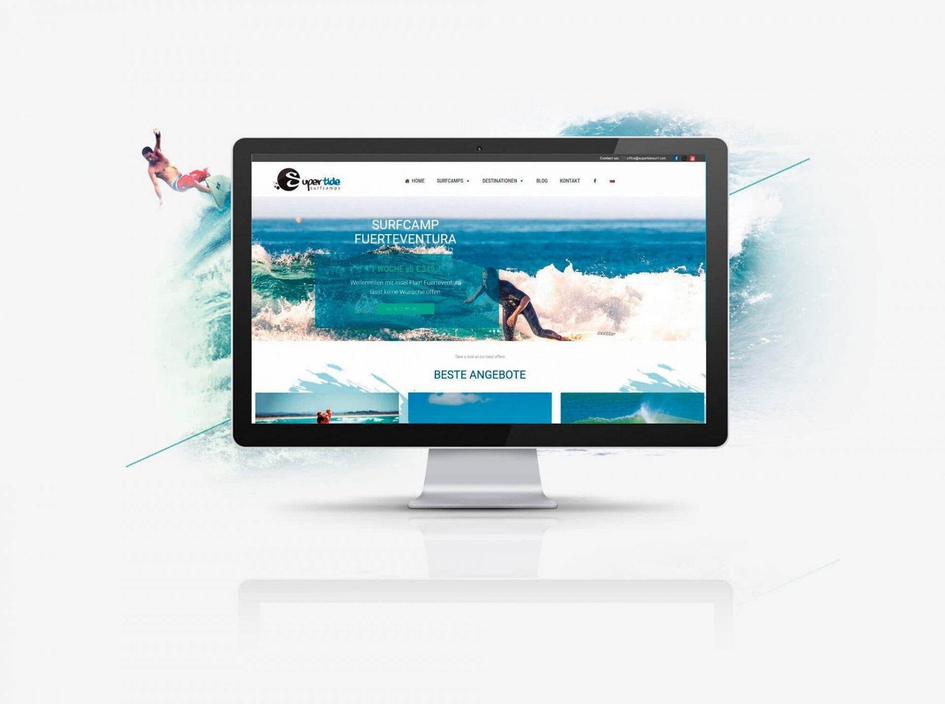 Firmenwebsite für die Reiseagentur Supertide Surfcamps