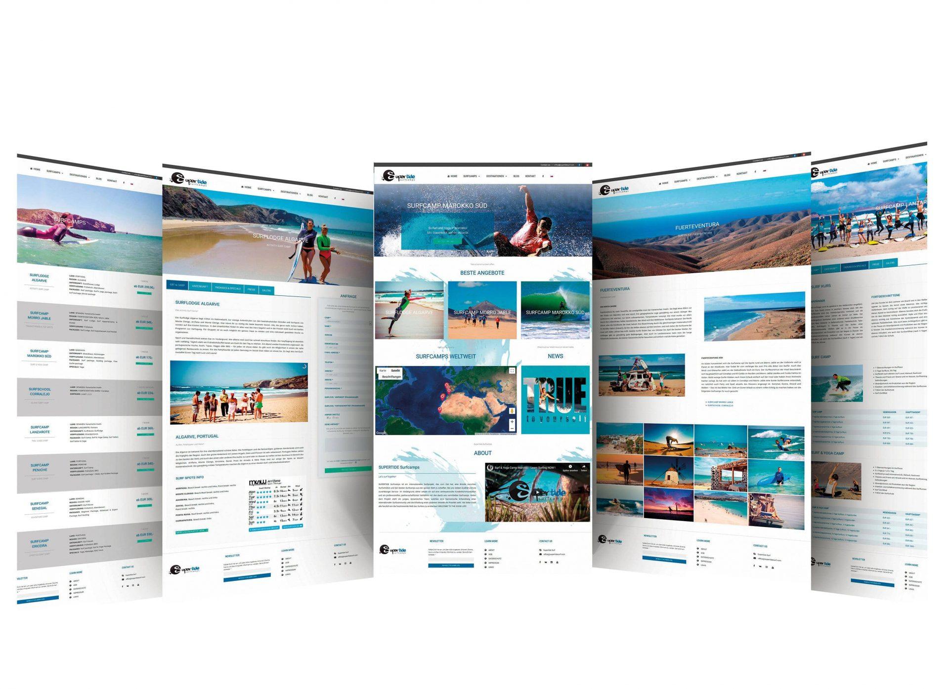 Firmenwebsite für die Reiseagentur Supertide Surfcamps