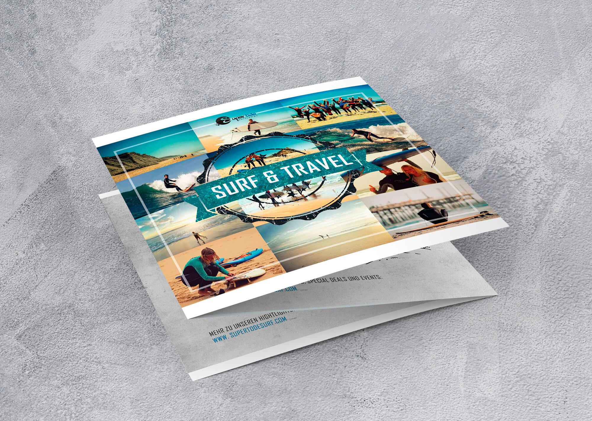 Flyer für Supertide Surfcamps Reiseagentur