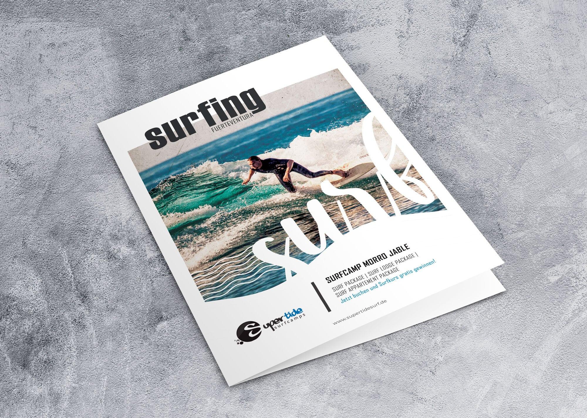 Folder für Supertide Surfcamps Reiseagentur