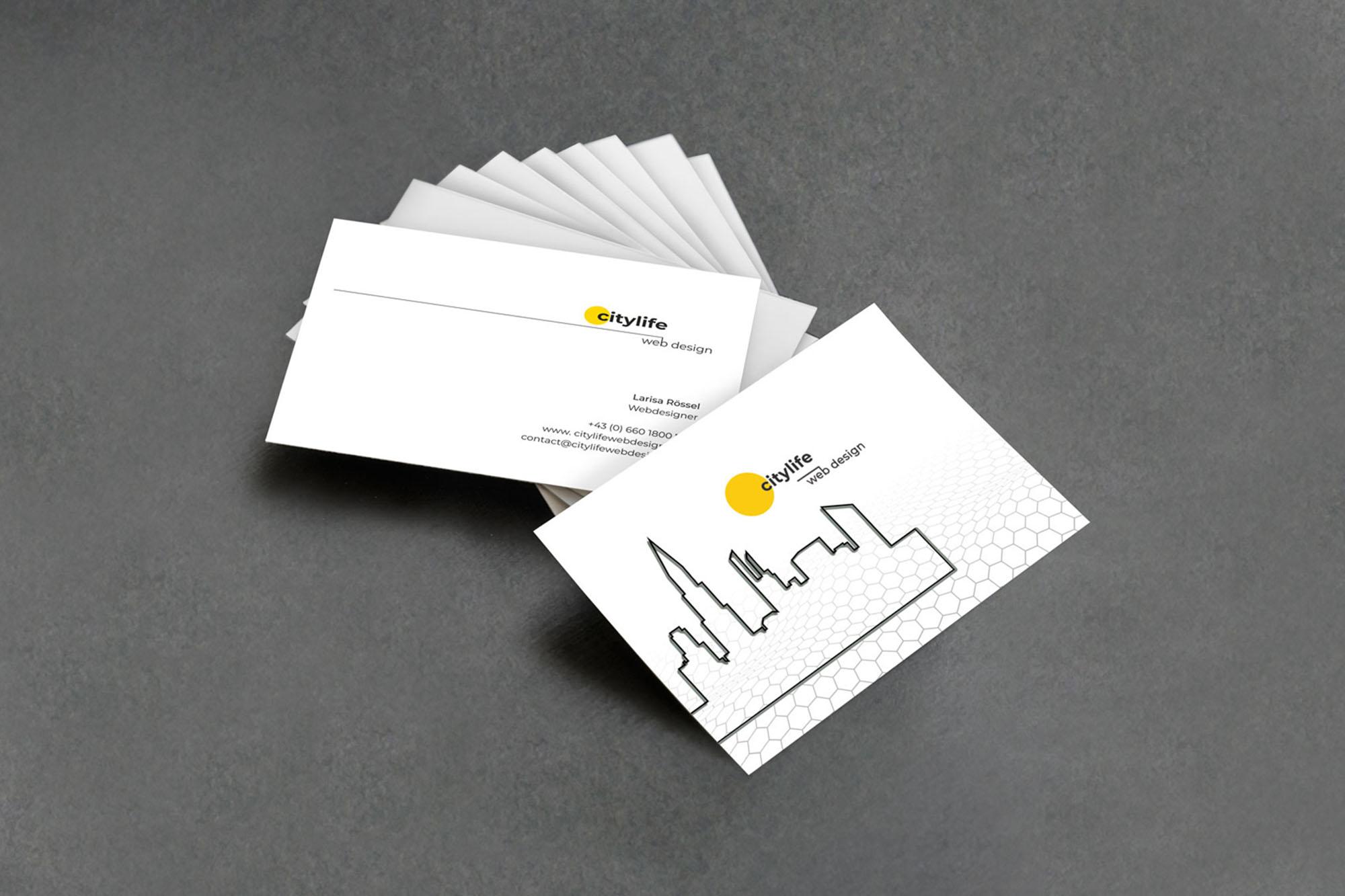 Gestaltung der Visitenkarten für die Citylife Webdesign Agentur
